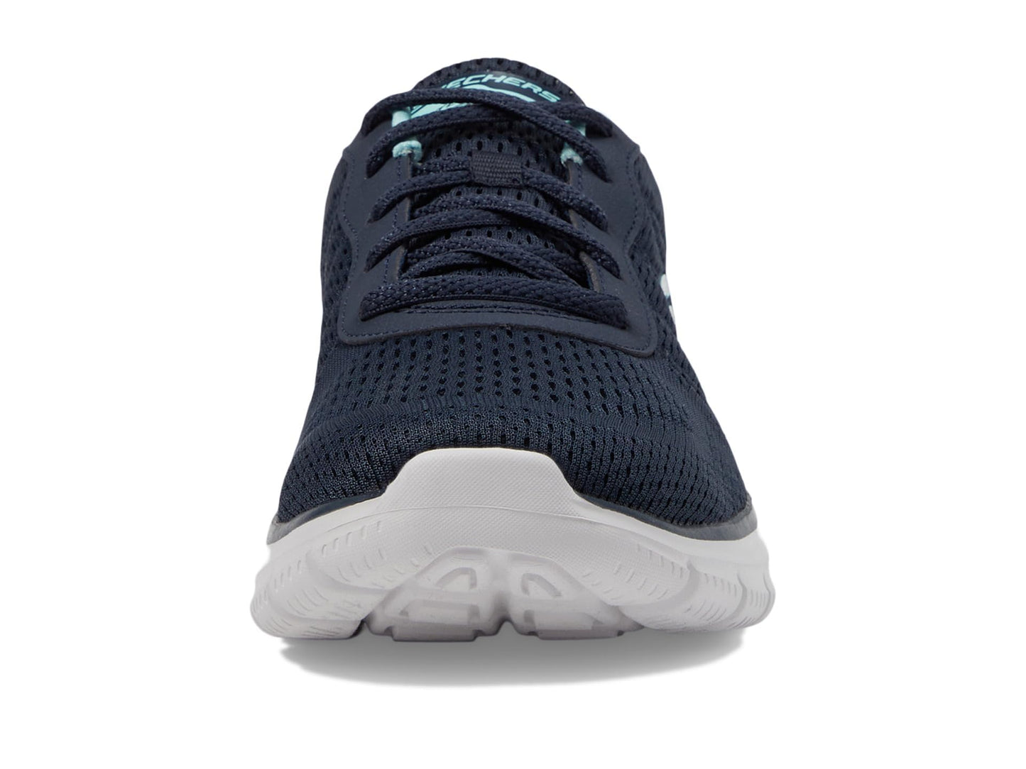 SKECHERS Women's Track New Staple Sneaker, Navy Aqua, 9.5