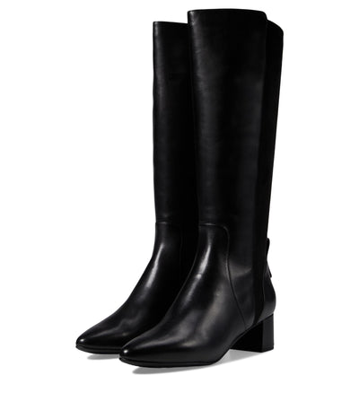 COLE HAAN WOMENS THE GO-TO BLOCK HEEL TALL BOOT 45MM, BLACK LEATHER, 7.5 B US