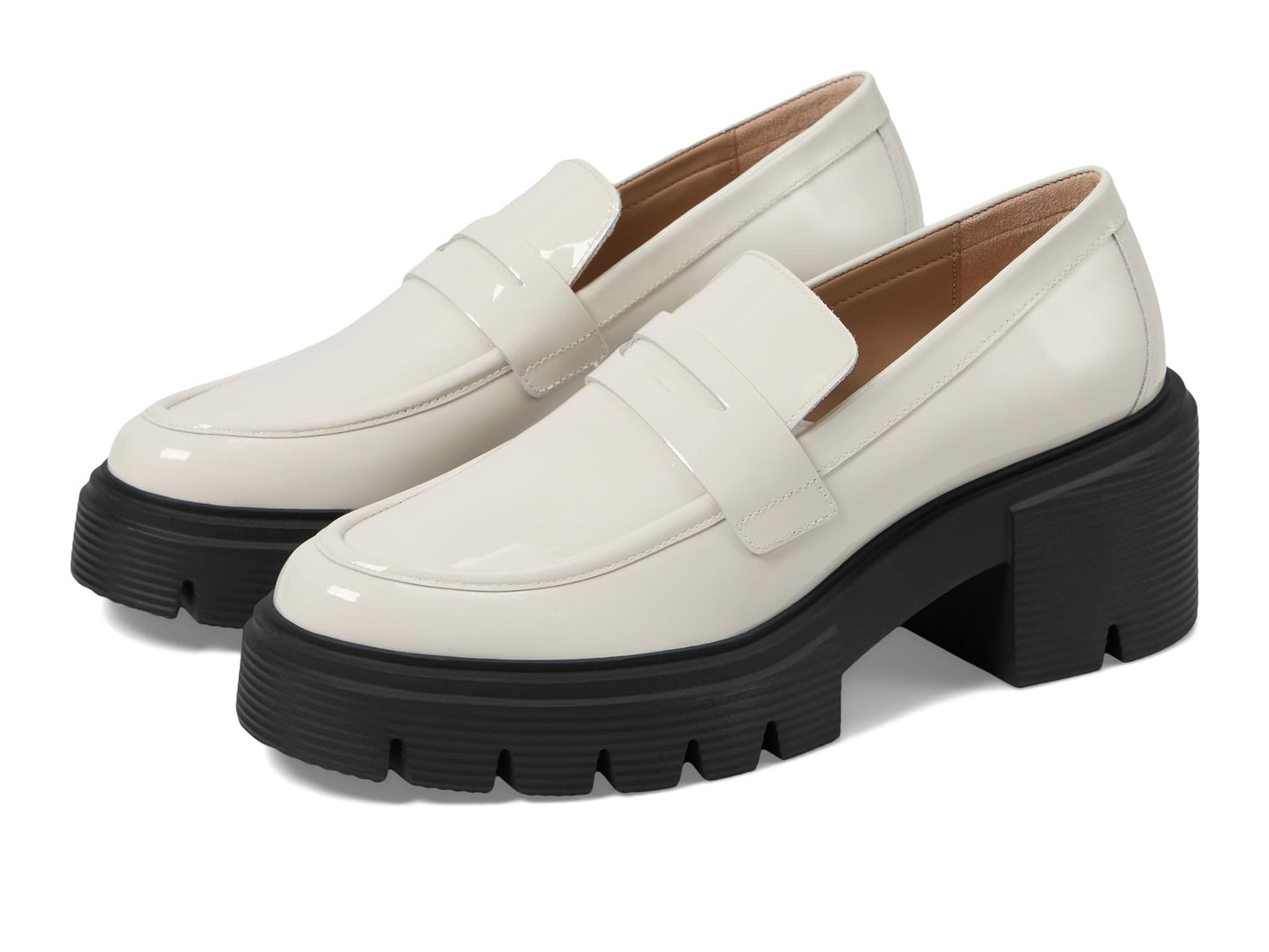 Stuart Weitzman Womens Soho Loafers Cream, 8 Medium