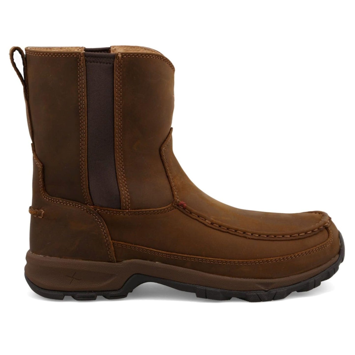 Twisted X Men's 8" Pull On Hiker Boot, Moc Toe, Distressed Saddle & Saddle, 10.5 M
