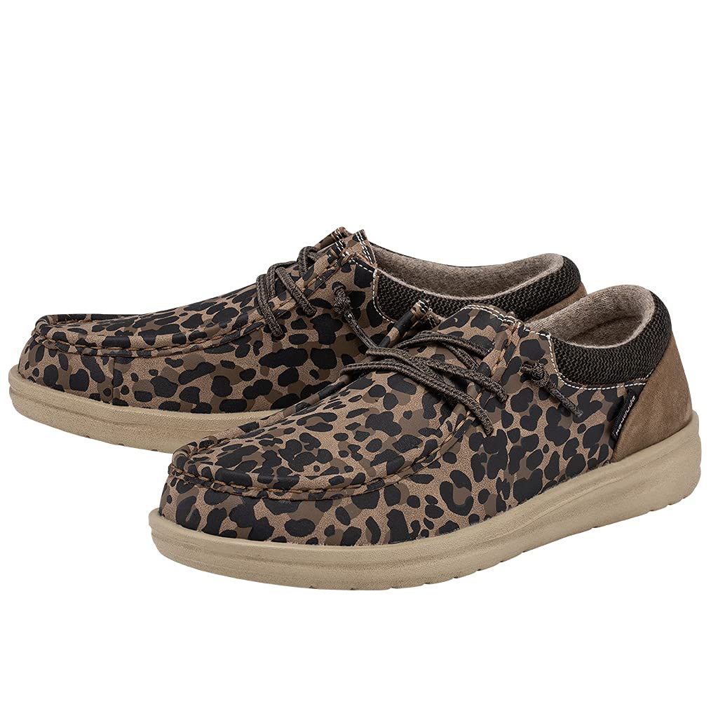 Hey Dude Women's Polly Leo Nut Size 10 | Women’s Shoes | Women’s Lace Up Loafers | Comfortable & Light-Weight