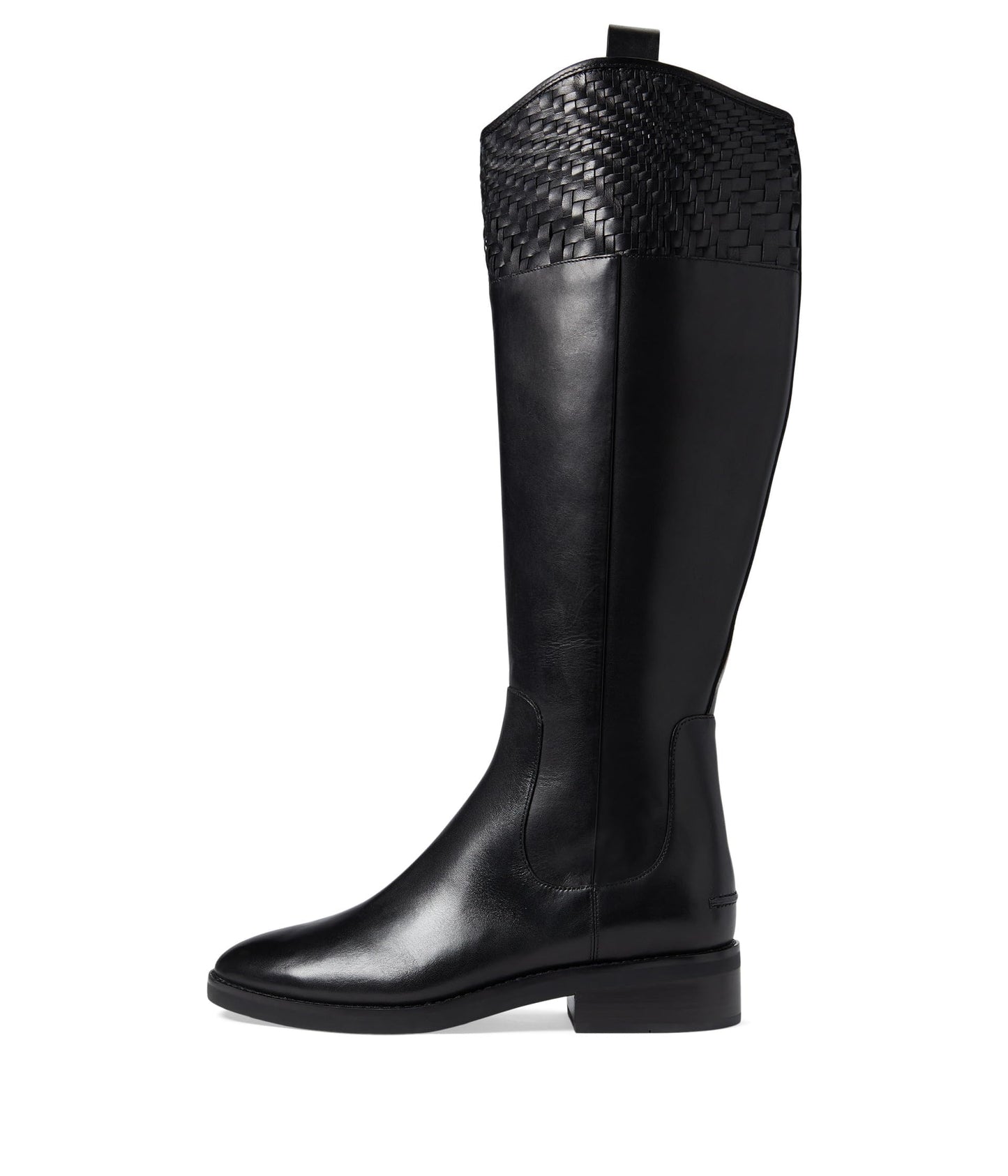 Cole Haan Women's Hampshire Riding Boot Equestrian, Black Leather/Black Suede, 8