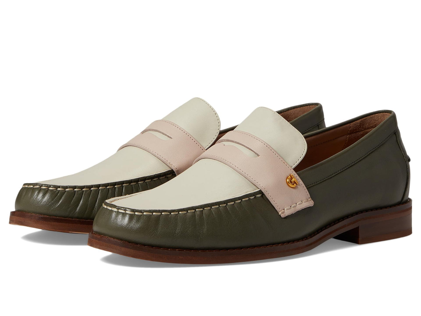 Cole Haan Lux Pinch Penny Loafer Tea Leaf/Egret/Rosewater Leather 8.5 B (M)