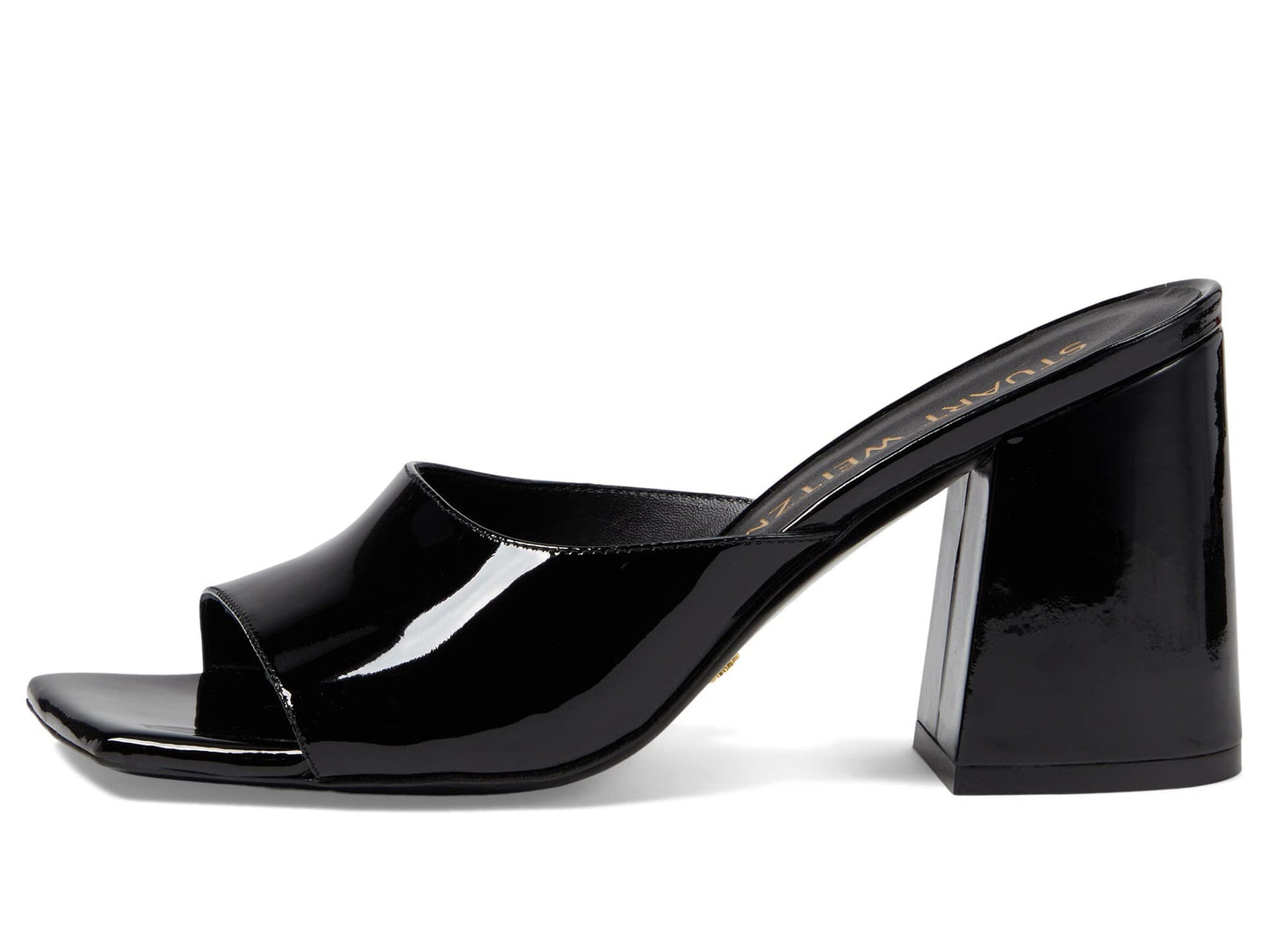 Stuart Weitzman Tia 85 Flareblock Slide Black 7 B