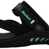 Skechers womens Reggae - Seize the Day - Toe Thong Sandal, Black/Aqua, 7 M US