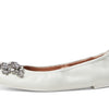 Stuart Weitzman Crystal Fleur Ballet Flat White 8.5 B