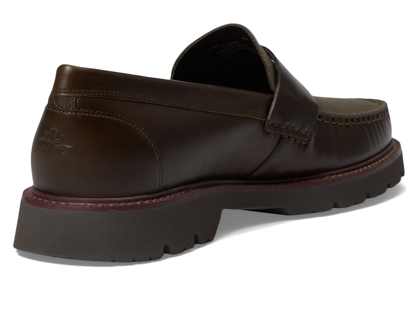 Cole Haan Mens American Classics Penny Loafers Deep Olive Leather/Morel Waxed Canvas 10.5 Wide