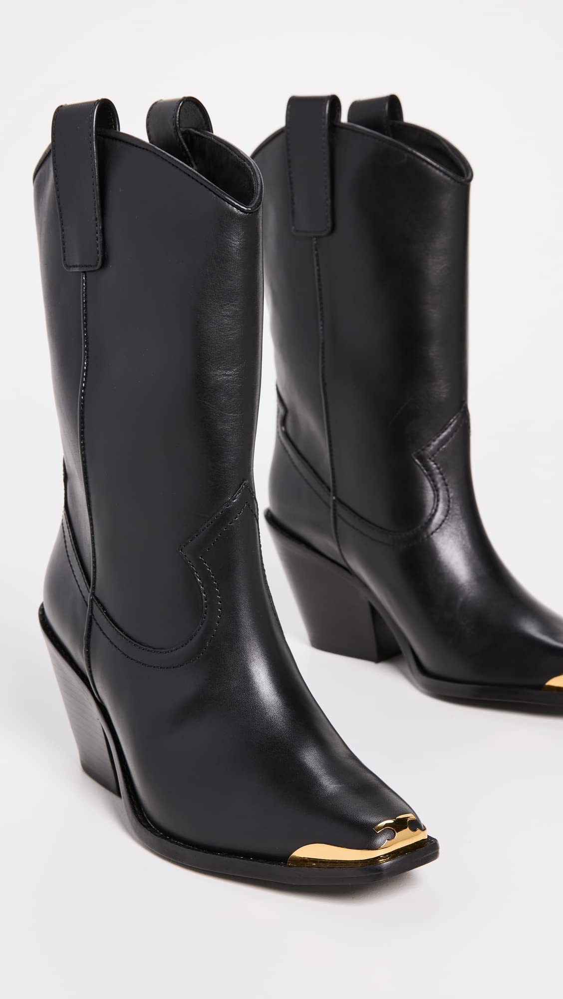 Tory Burch Women's Western Mid Boots 75mm, Perfect Black, 11 Medium US