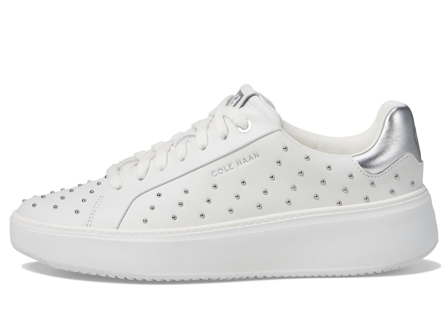Cole Haan Women's Grandpro Topspin Sneaker, Optic White/Micro Studs, 8.5 Wide