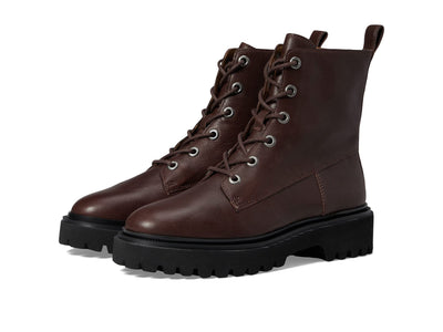 Madewell The Rayna Lace-Up Boot in Leather Dark Cabernet 8.5 M