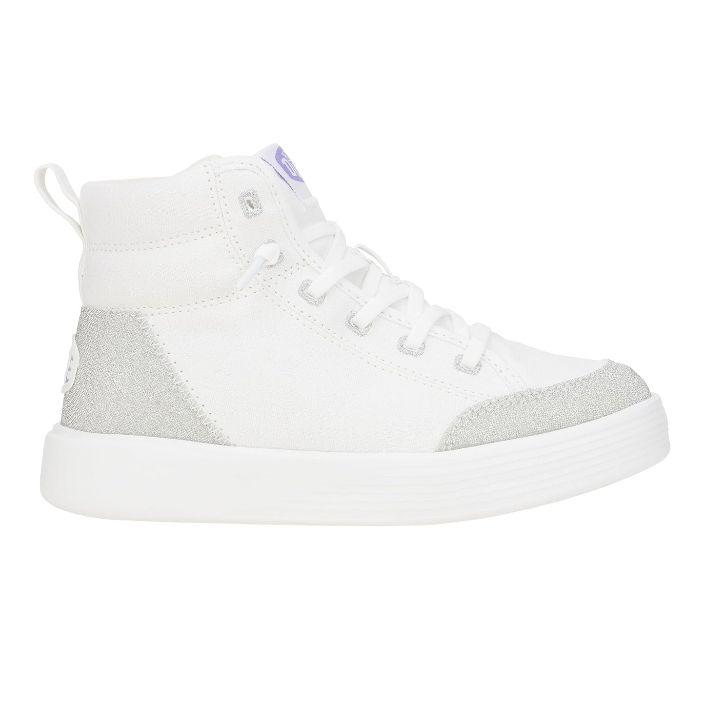 HEYDUDE Women's Kid Cody Hi Sparkle (Little Kid/Big Kid), Sparkle White, 3 Medium