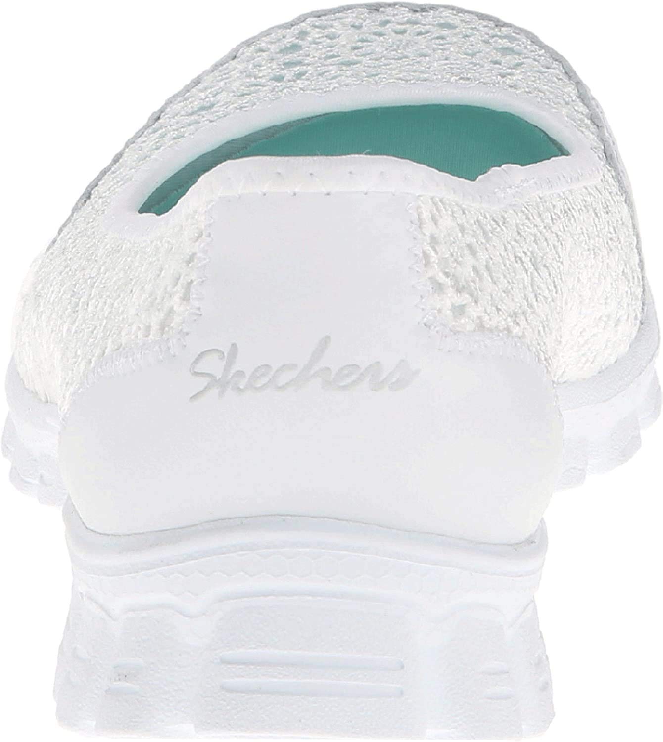 Skechers Women's EZ Flex Sweetpea Slip-On Flat, White, 8.5 W US