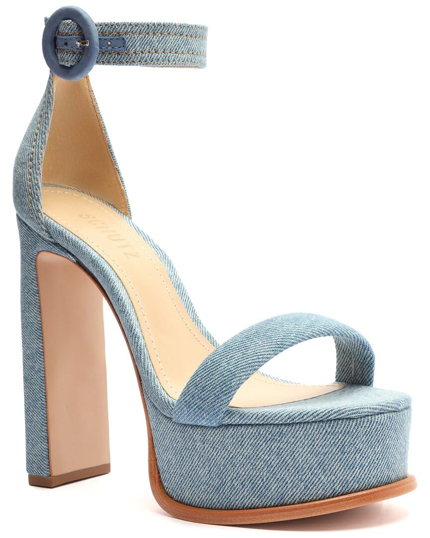 Schutz Women's Eduarda Sandal, Blue/Summer Jeans, 10