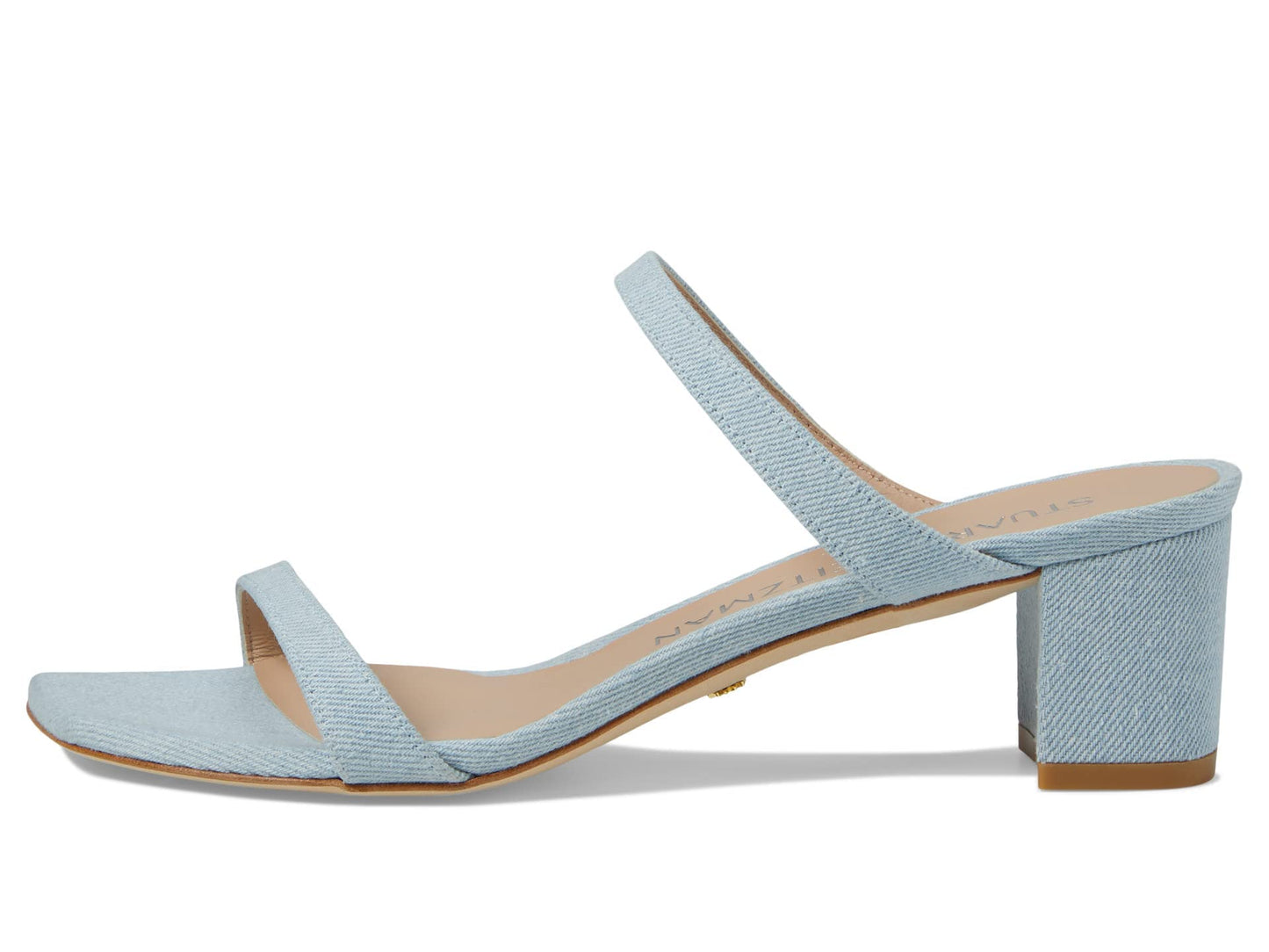 Stuart Weitzman Aleena 50 Block Slide Heels for Women - Leather Upper and Lining, Sleek Straps Design, and Rubber Outsole Light 8 B