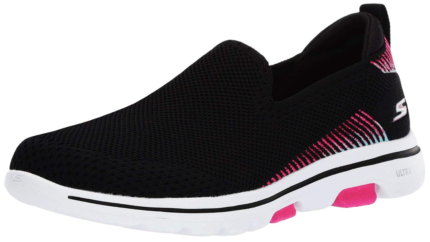 Skechers Women's GO Walk 5-PRIZED Sneaker, Black/Multi, 8.5 M US