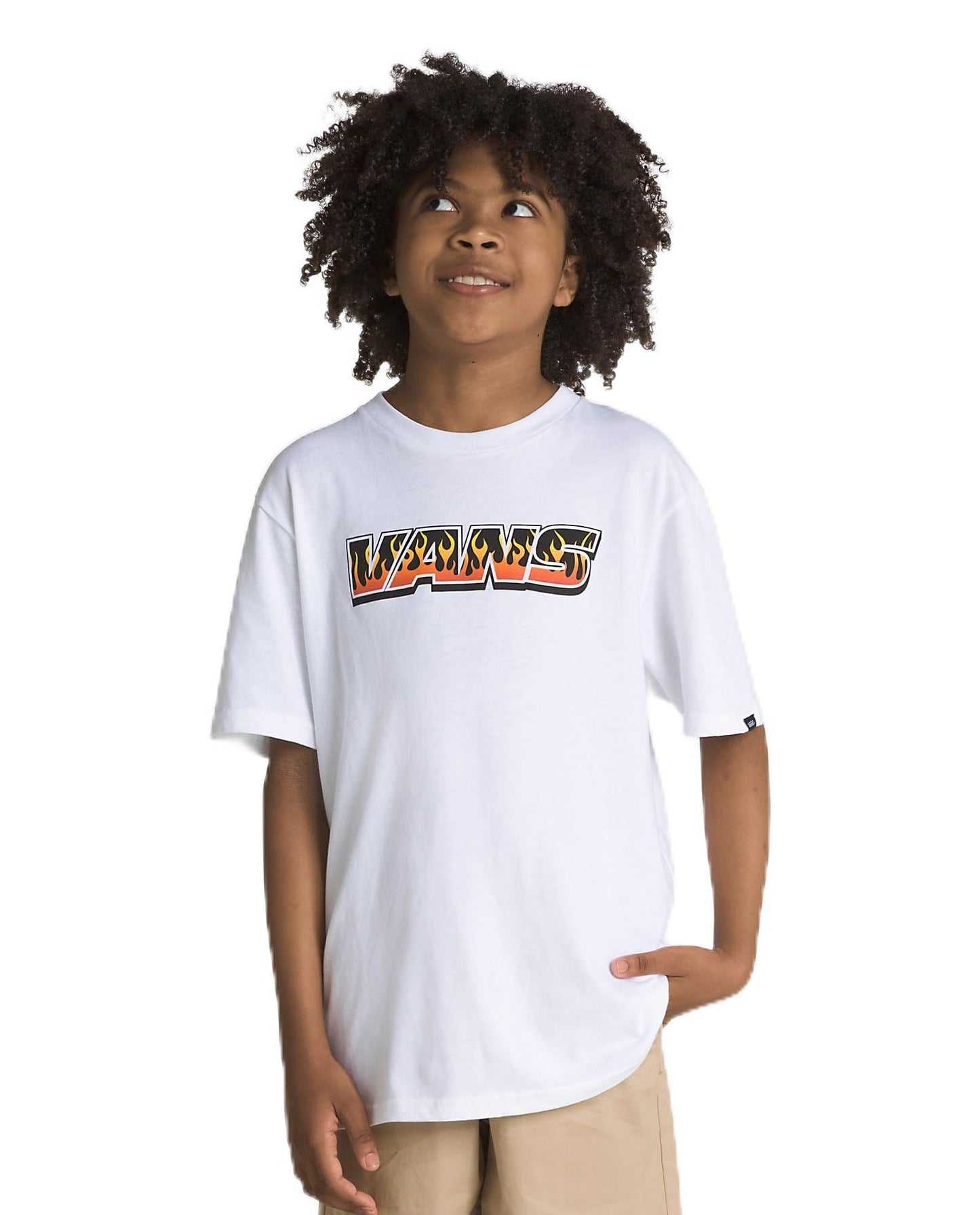 Vans Boys White Up in Flames T-Shirt Size Large