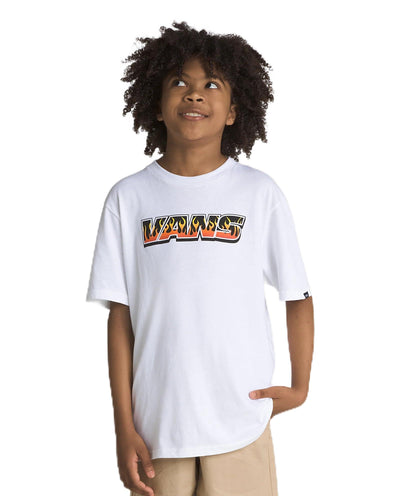 Vans Boys White Up in Flames T-Shirt Size Large