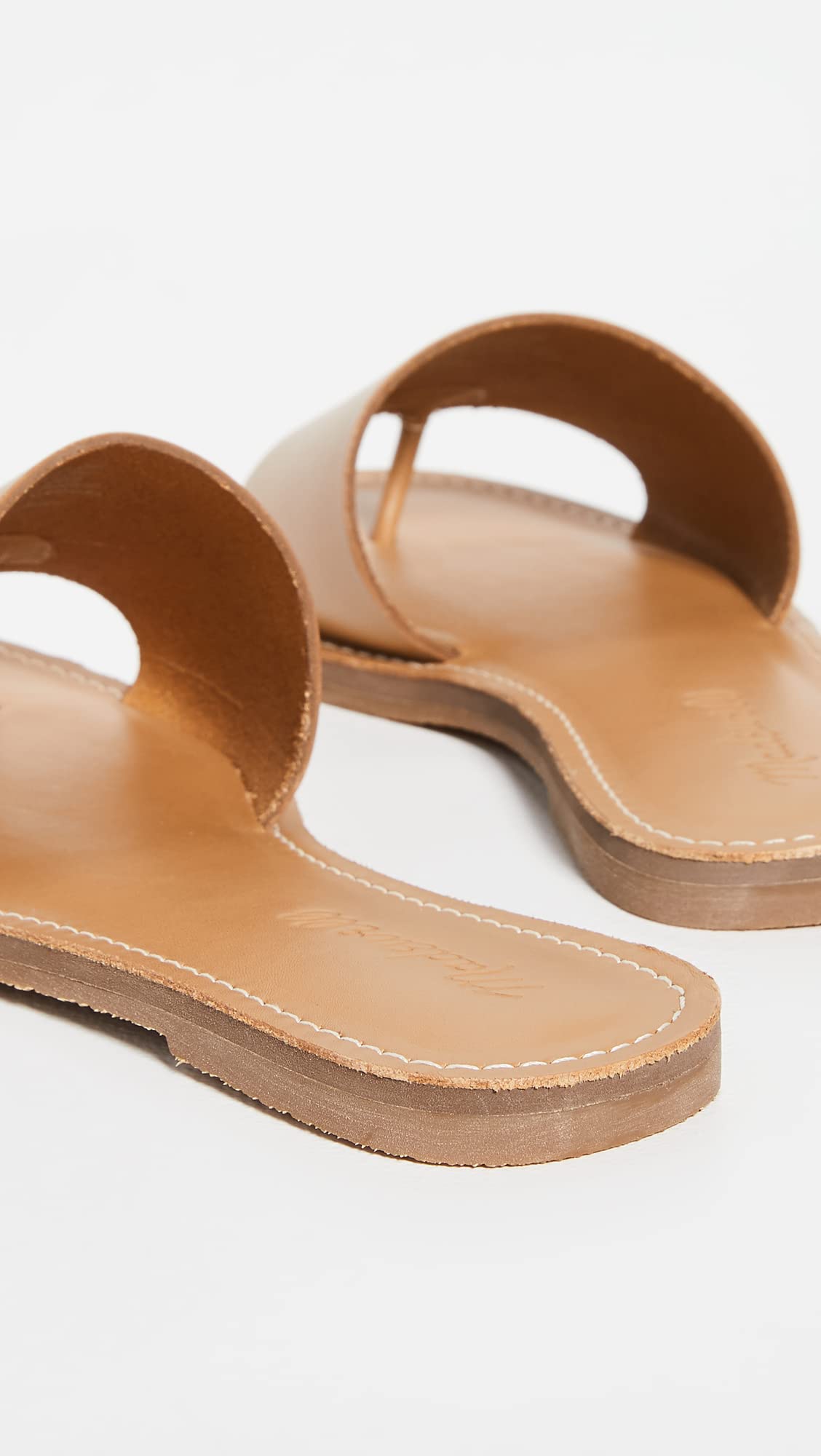 Madewell The Boardwalk Post Slide Sandal in Leather Desert Camel 10 M