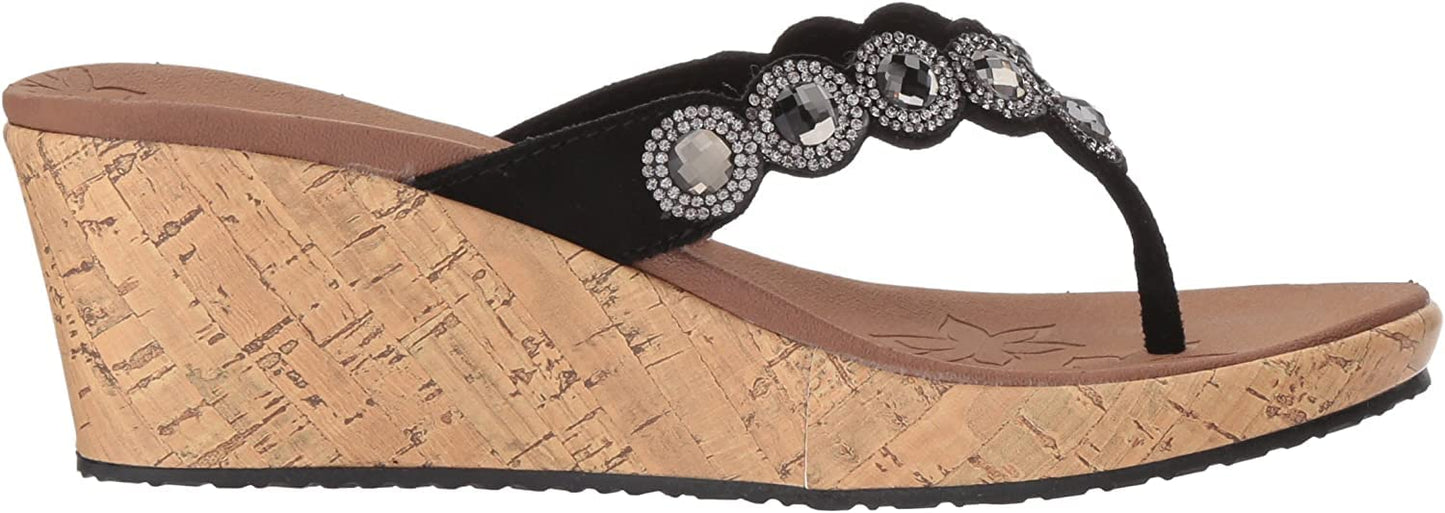 Skechers womens Beverlee - Bizzy Babe Wedge Sandal, Black, 8.5 US