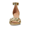 Cole Haan Adella Braided Sandals for Women – Medium Width – Open Almond Toe – PU Midsole – Sculpted Heel Gold Leather 7.5 B - Medium