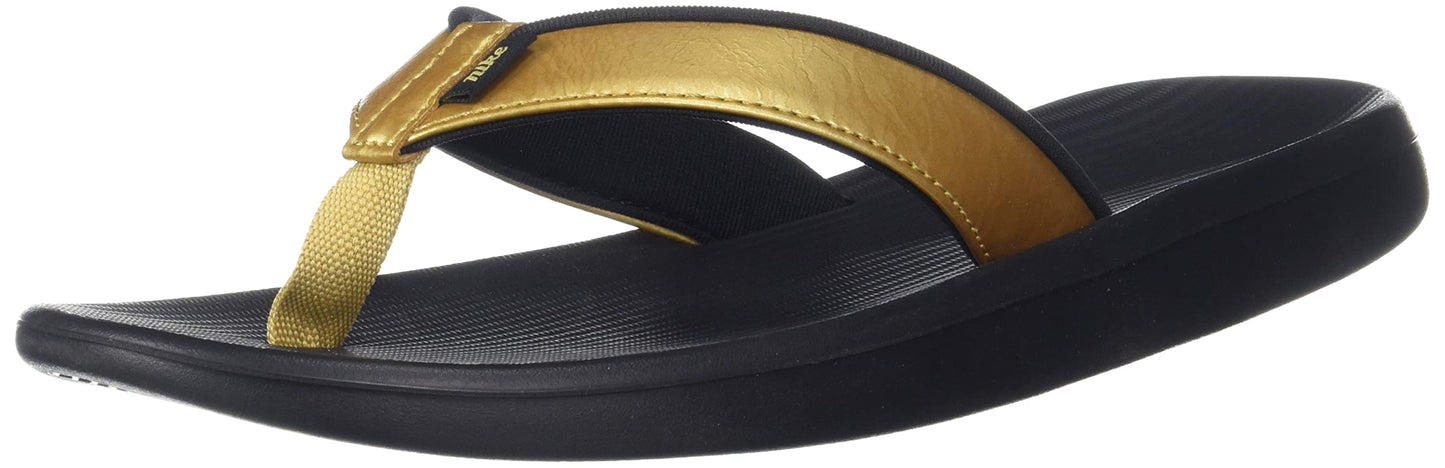 Nike Women's Bella Kai Flip Flops (Black/Metallic Gold) Size 8