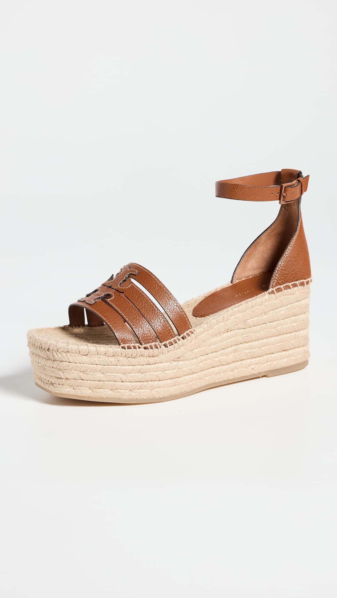 Tory Burch Women's INES Cage Wedge Espadrilles 80mm, Bourbon, Brown, 6.5 Medium US