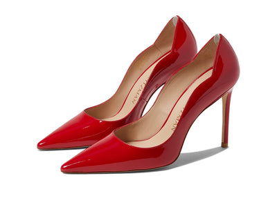 Stuart Weitzman Womens Stuart 100 Scallop Pump Lipstick Red 8 B
