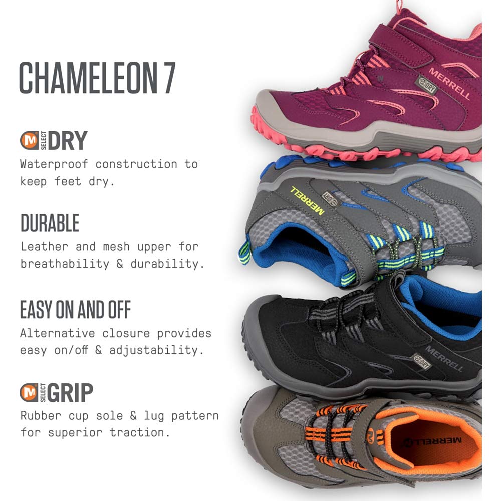 Merrell Boy's Chameleon 7 Access Mid A/C WTRPF Shoe, gunsmoke, 1 Medium US Little Kid