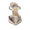 SCHUTZ Women's Pearl Pin Heel Mule, Platina/Crystal, 8