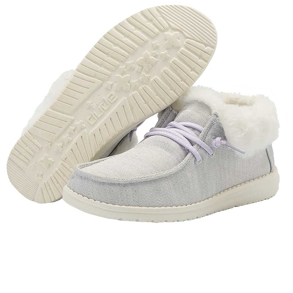 Hey Dude Girl's Britt (Toddler/Little Kid/Big Kid) Fleece White 5 Big Kid M