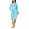 Lauren Ralph Lauren Hartford Lounge Short Shawl Collar Robe - Robe for Women - Long Sleeves - Quilted Cuffs Soft Turquoise LG (US 12-14) One Size