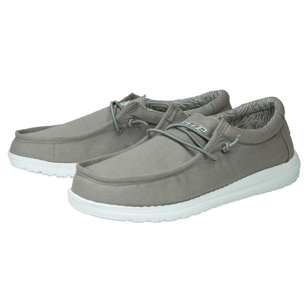 HEYDUDE Boy's Wally Youth Multiple Colors | Boys Shoes | Boy's Lace Up Loafers | Comfortable & Light-Weight Grey