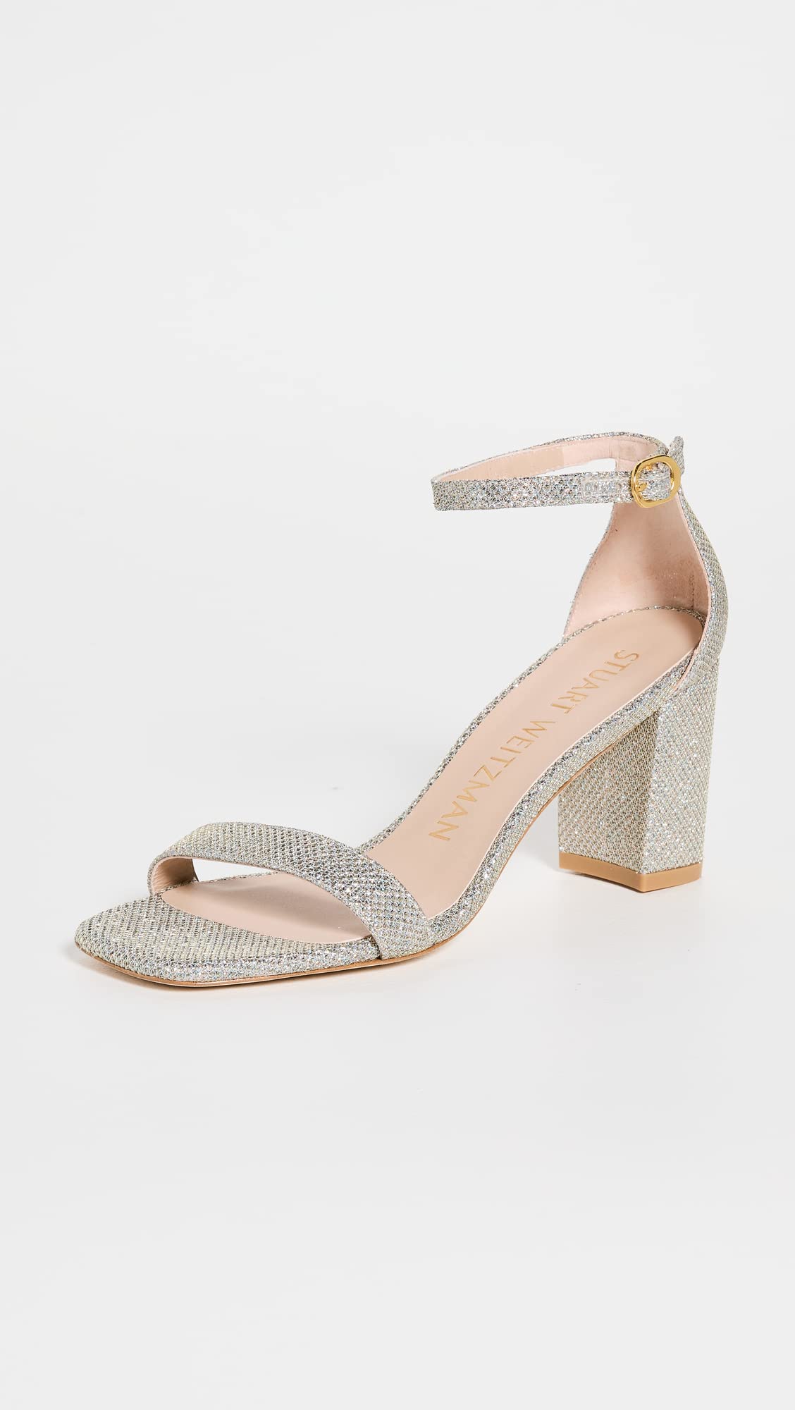 Stuart Weitzman Nudist Curve 75 Block Platino 10.5 B