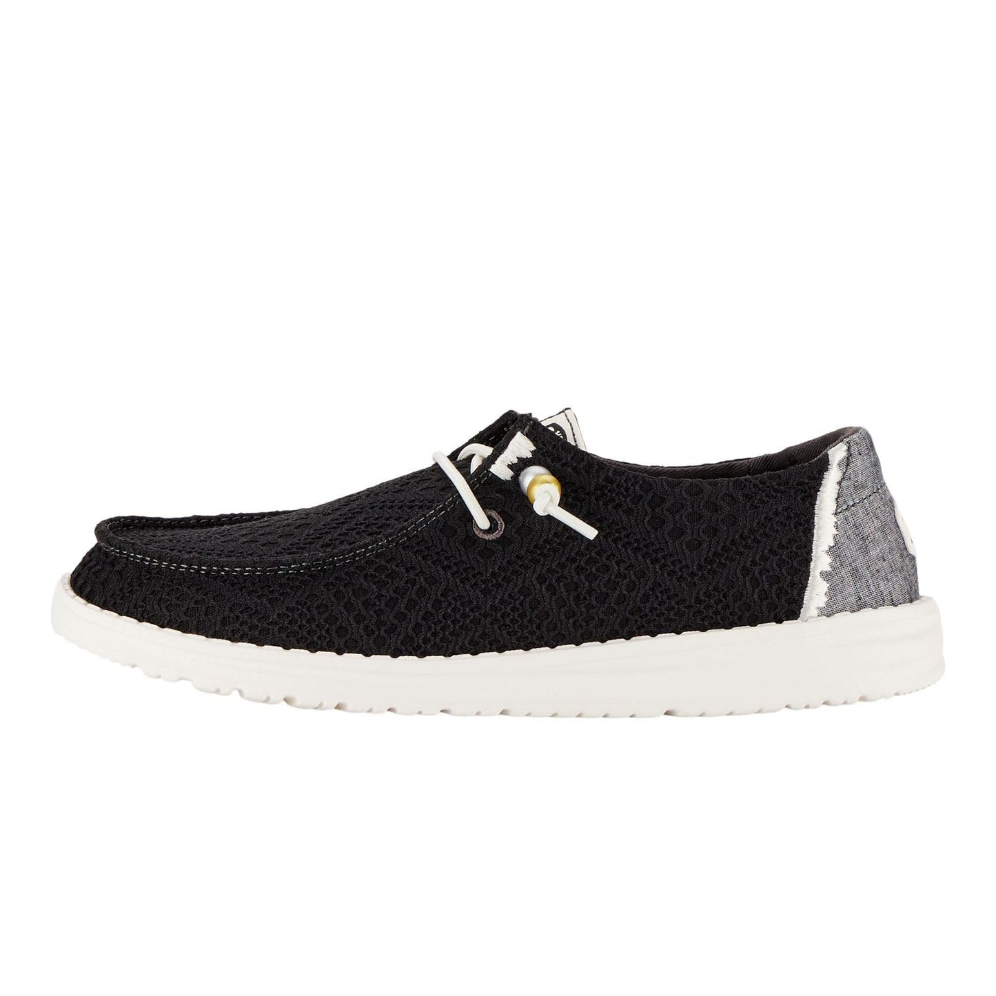 HEYDUDE Women's Wendy Boho Crochet Black Size 5 | Women's Shoes | Women Slip-on Loafers | Comfortable & Light-Weight