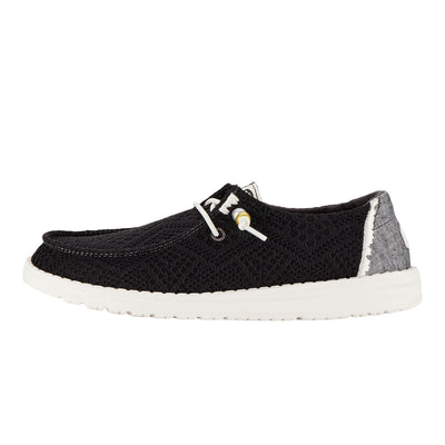HEYDUDE Women's Wendy Boho Crochet Black Size 5 | Women's Shoes | Women Slip-on Loafers | Comfortable & Light-Weight