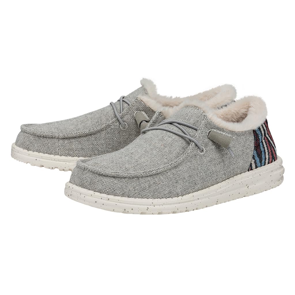 HEYDUDE Wendy Funk | Women's Loafers | Women's Slip On Shoes | Comfortable & Light Weight Grey