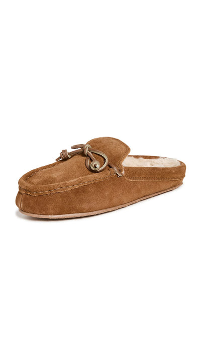Madewell Women's Suede Moccasin Scuff Slippers, Dried Cedar, Brown, 9 Medium US