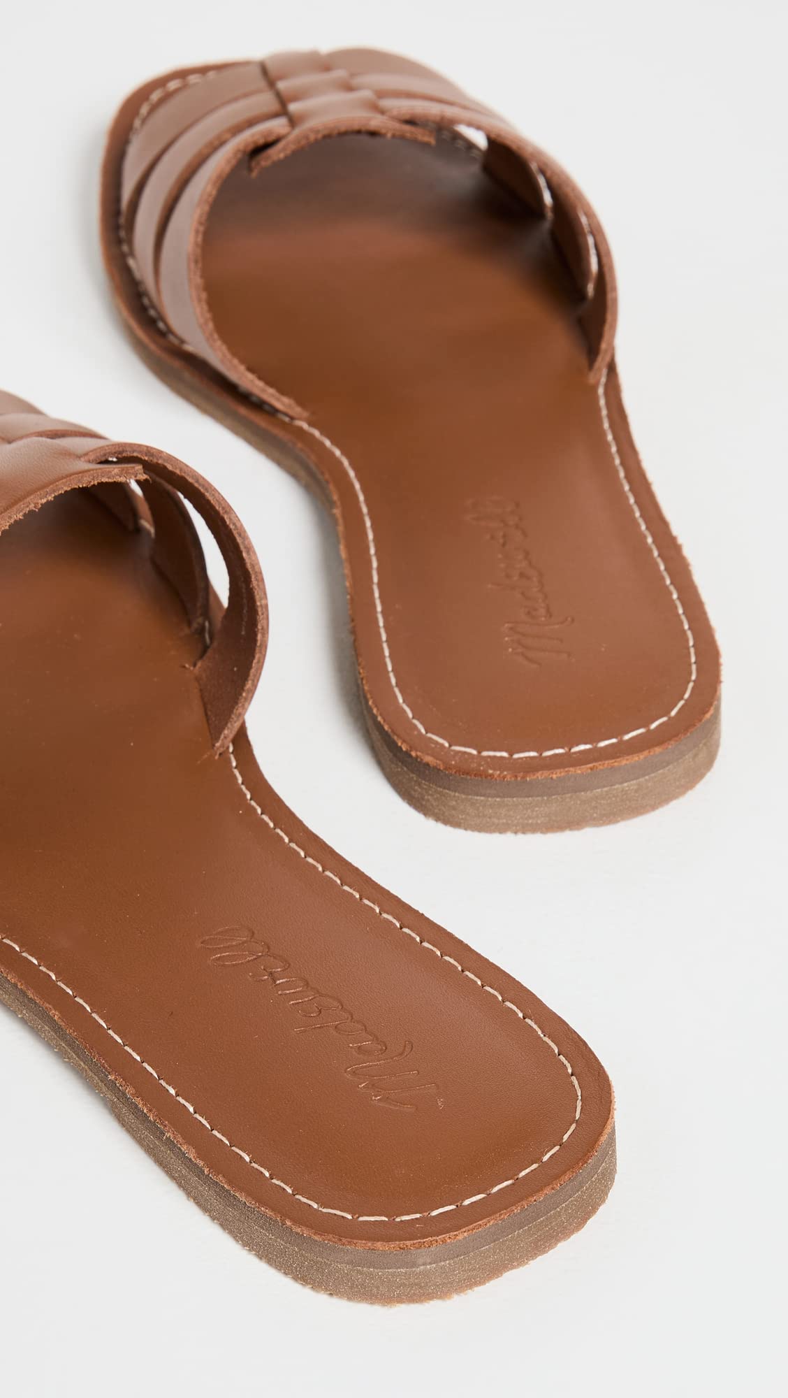 Madewell The Boardwalk Fisherman Slide Sandal in Leather English Saddle 5.5 M