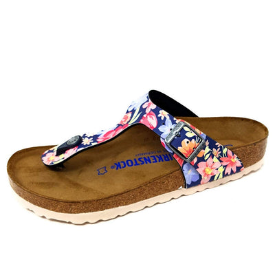 Birkenstock Women's Gizeh Soft Footbed Supernatural Flower Navy Birko-Flor EU Size: 40 - US Size: 9/9.5 Regular