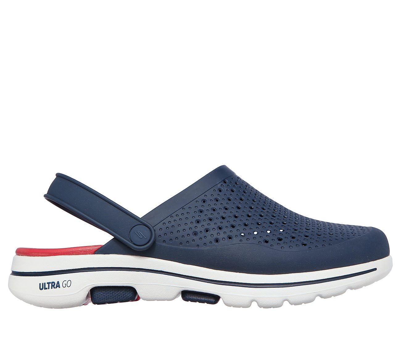 Skechers Men's Foamies Gowalk 5-Astonished Clog, Navy/Red, 10