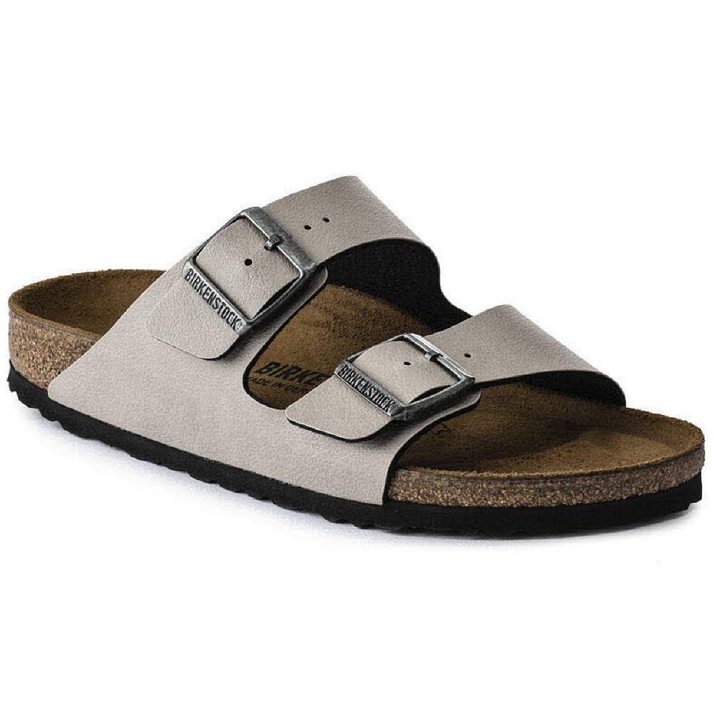 Birkenstock Women's Mules, Gray Pull Up Stone, 7.5 Narrow