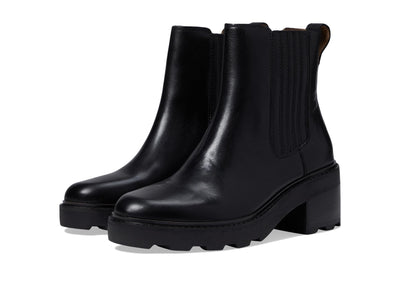 Madewell The Gwenda Platform Ankle Boots for Women in Leather - Man-Made Sole - Stacked Heel Design True Black 8 M