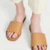 Madewell The Boardwalk Post Slide Sandal in Leather Desert Camel 10 M