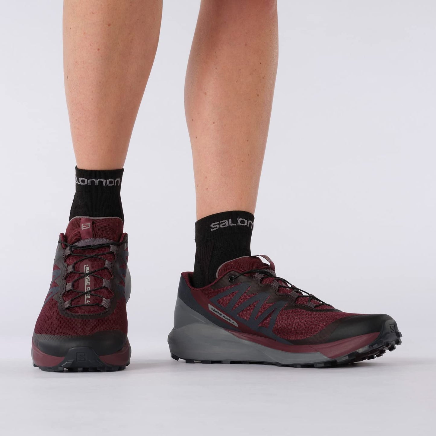 Salomon Women's Sense Ride 4 Running Shoes for Women, Wine Tasting/Quiet Shade/Ebony, 10