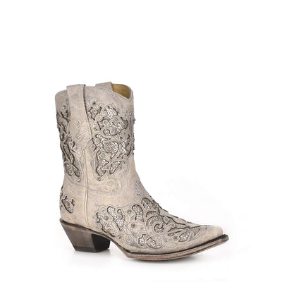 Corral Western Wedding White Booties (WHITE, US Footwear Size System, Adult, Women, Numeric, Medium, 9)