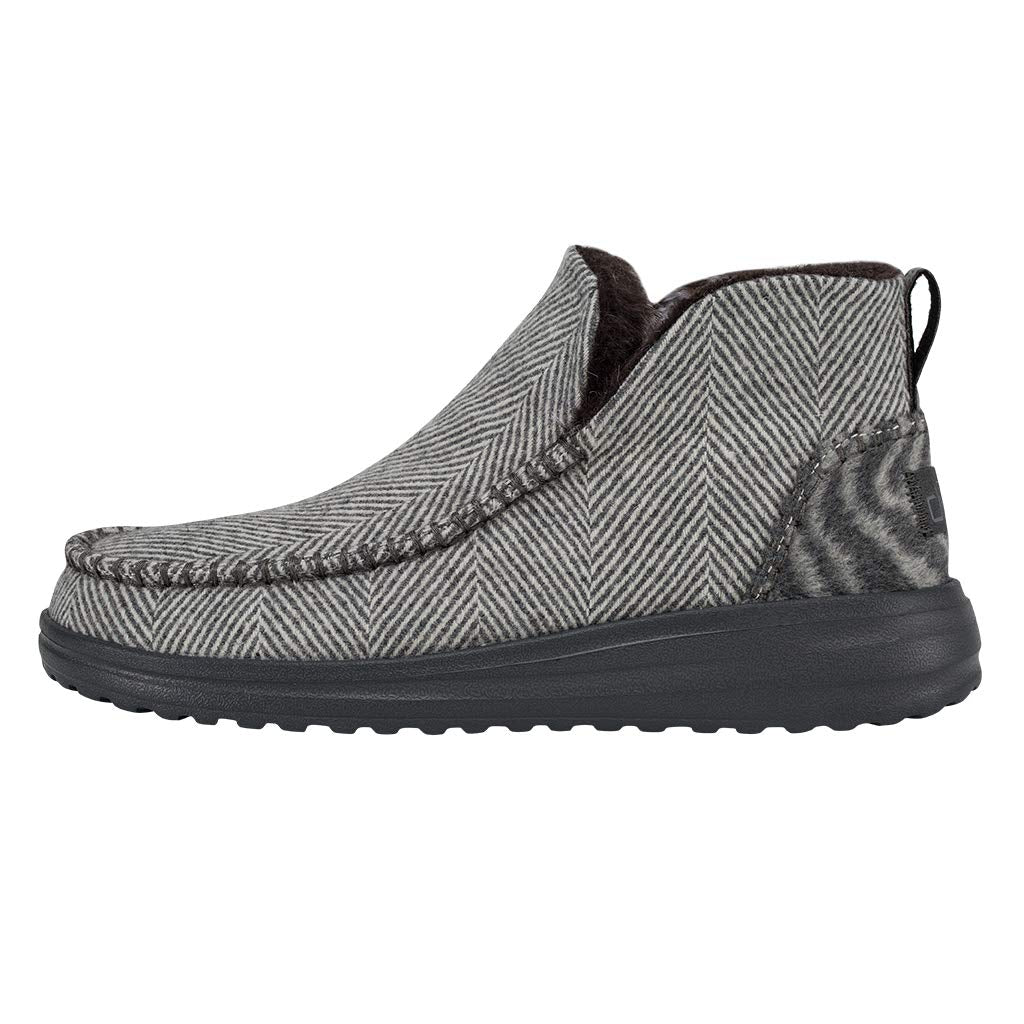 HEYDUDE Women's Denny Herringbone Grey Size 6 | Women’s Shoes | Women’s Casual Boots | Comfortable & Light-Weight