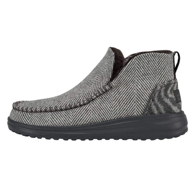 HEYDUDE Women's Denny Herringbone Grey Size 6 | Women’s Shoes | Women’s Casual Boots | Comfortable & Light-Weight