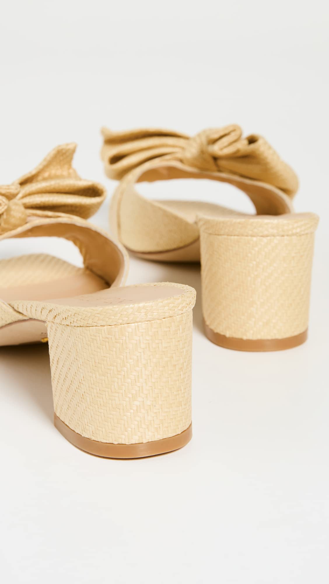 Stuart Weitzman Women's Loveknot 50mm Block Slides, Wheat, Tan, 8 Medium US