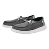 HEYDUDE Girl's Youth Wendy Metallic Sparkle Slip On Shoe, Charcoal Size 6 | Glitter Upper | Easy On Elastic Lace Sneaker