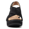 Clarks Women's Giselle CoveWedge Sandal, Black Suede, 6 UK
